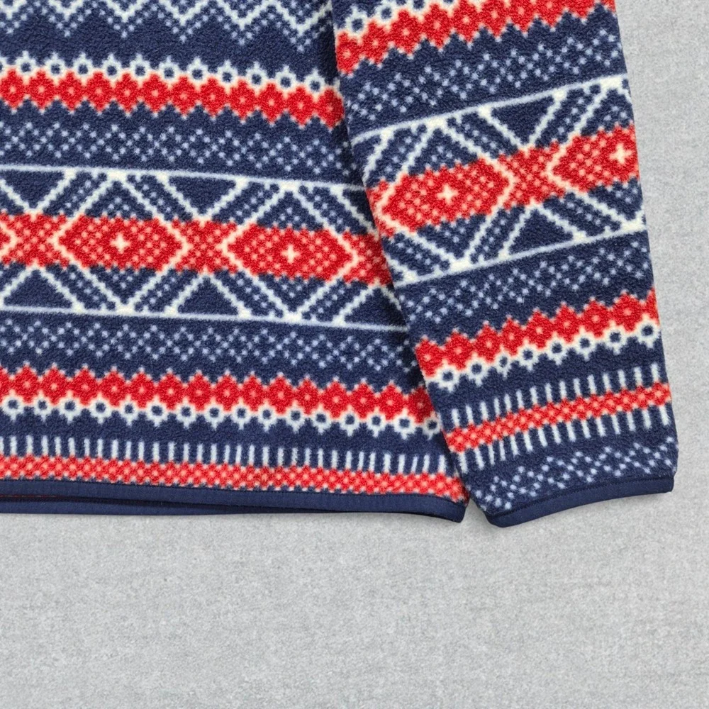 Vineyard Vines Sweater Men's M Blue Red Fair Isles Fleece Quarter Zip Pullover